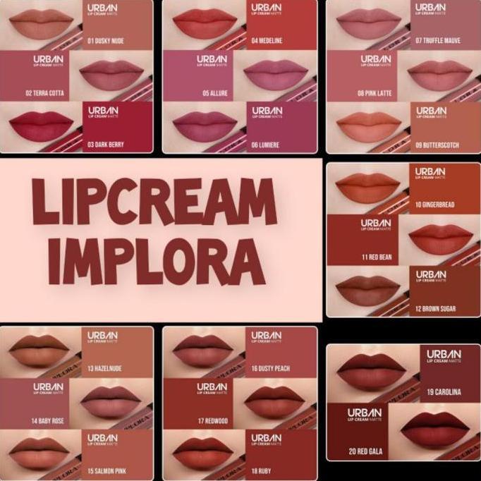 Lansungkirim- Lipstik Implora Urban Lip Cream Matte No 1-20 Original Berry Bibir Lipstick