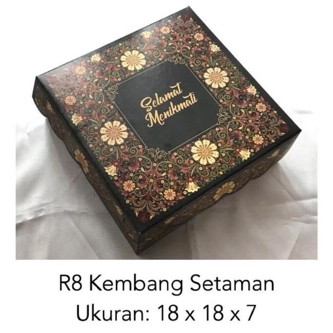 HARGA DISC - (100 pcs) Dus R8 Kembang Setaman / Dus Nasi 18x18 / Dus Kue R8 / Dus Nasi Motif / Dus K