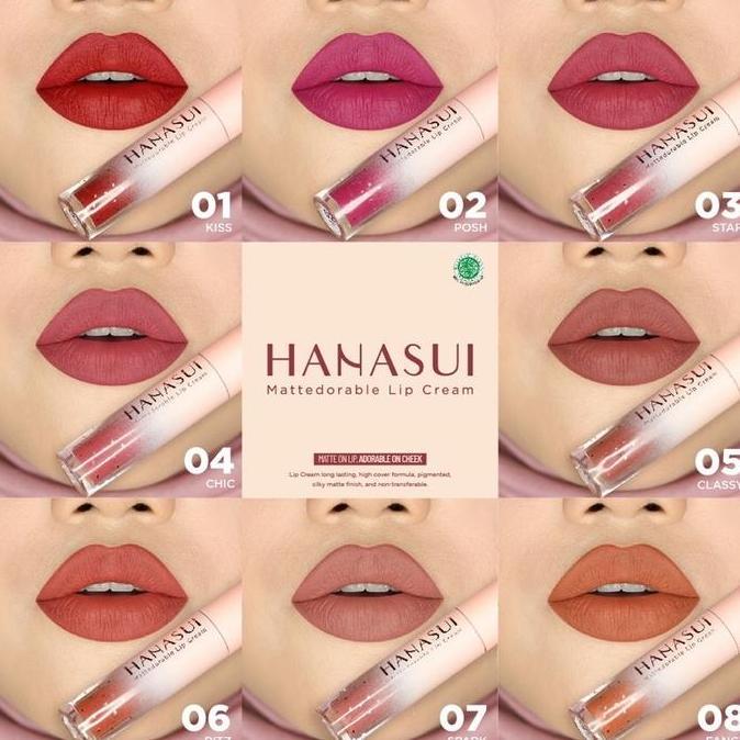 Lansungkirim- Hanasui Mattedorable Lip Cream Indonesia / Boba Gentle Cleanser Toner Serum Day Night 