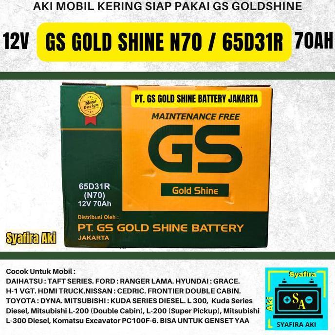 Terlaris Gs Mf (Aki Kering) N70 / 65D31R 12V 70Ah Aki Mobil