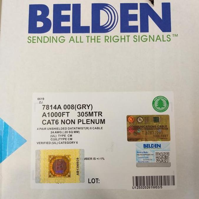 Deepflip- Belden Cat 6 / Kabel Lan Utp Cat 6 Belden / Belden Cat6 7814A 305Meter