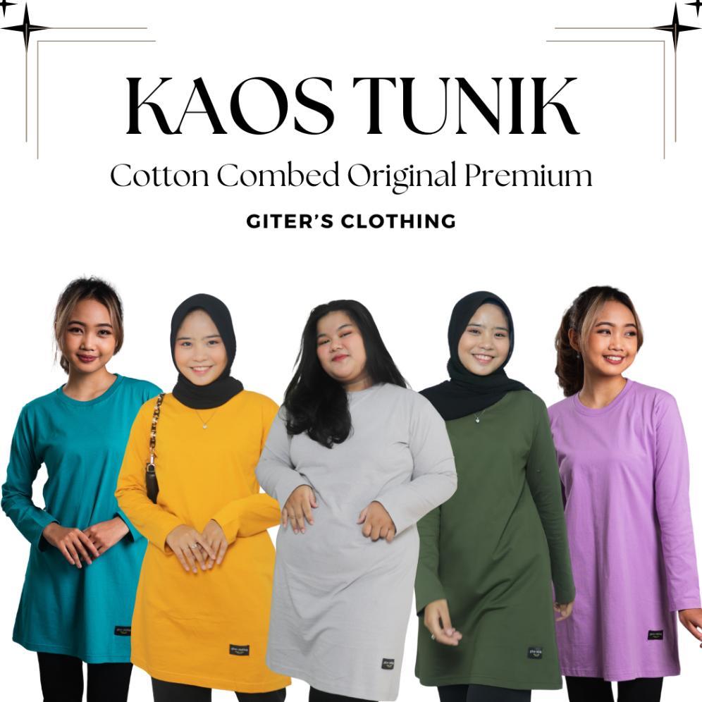 kaos tunik giter - kaos tunik jumbo ld 120 - tunik kaos oversize ( army lilac tosca mustard abu )