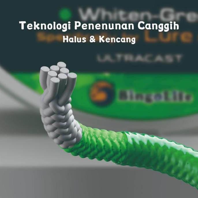 Bingolife Senar Pancing PE X8 Lure Fishing Line 150m Hijau Pucat Kuat Anti Keriting Benang Pancing C