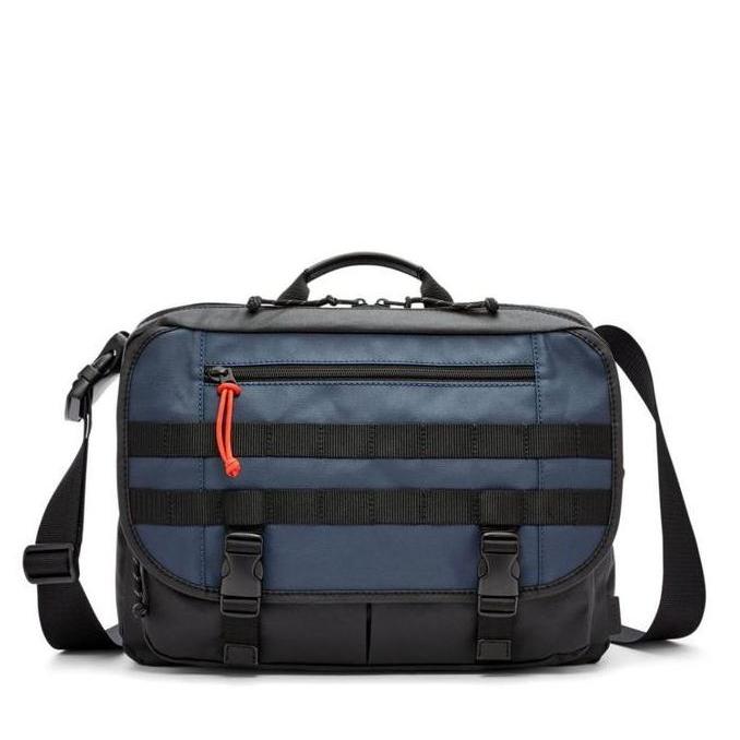 Tas Pria Fossil Sportsman Messenger Brief Bag Navy Black 100% Orinal
