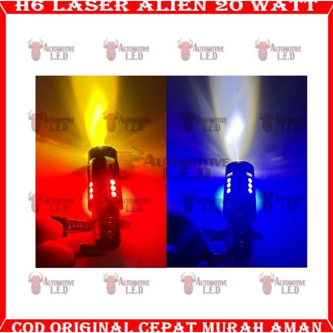 Promo ORIGINAL LAMPU UTAMA MOTOR H6 LASER 30 LED ALIEN H6 LED LASER 2 WARNA HI / LOO 20 WATT | BOHLA