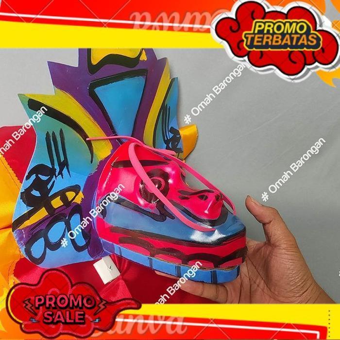 Trending Barongan Anak Mainan Caplokan Spon Ukuran Kecil Motif Kayu Devil