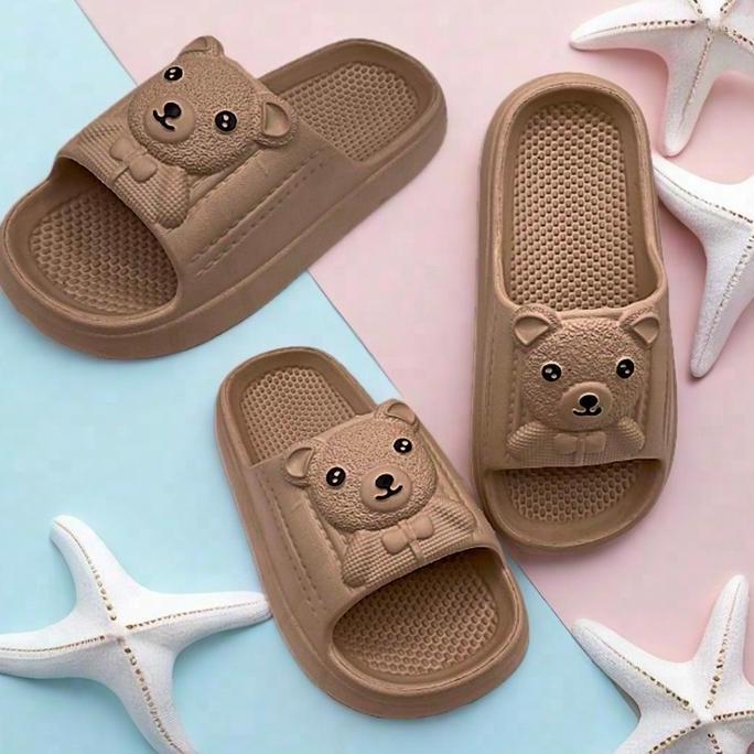DF156 >> Sandal Anak Beruang Sandal Slop Wanita Karet Motif Beruang Sandal Slip Karet Sandal Rumah S