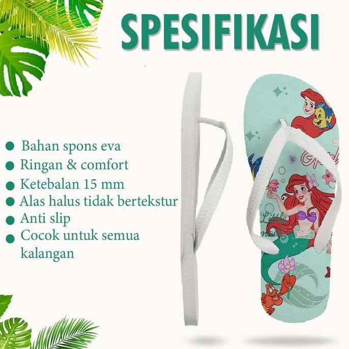 DS98 >> Mermaid Ariel (MR45), JEPITNATION Sendal Jepit Cowo Pria Wanita Perempuan Dewasa Anak Balita