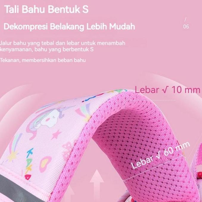 DV206 - Tas sekolah anak perempuan import model pelangi anti air, tas sekolah anak perempuan SD dan 