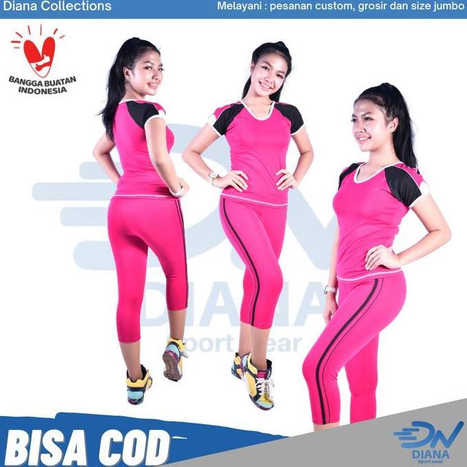 TERBARU - setelan baju senam wanita warna pink | baju aerobik jumbo pink | pakaian olahraga wanita b