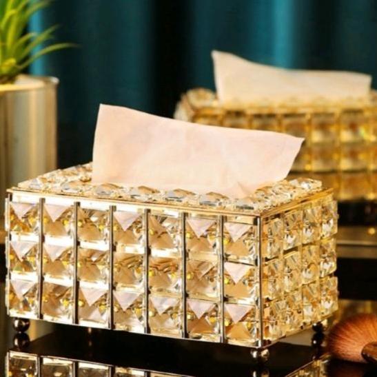 BEBAS ONGKIR - tempat tisu kristal / tempat tisu disign mewah elegan