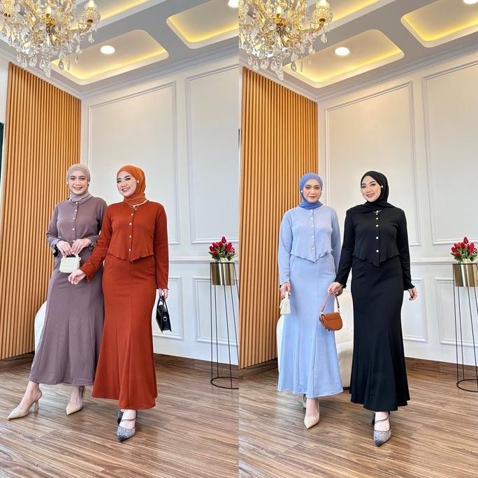 Set Rok Mermaid Knit Premium Atasan Muslim