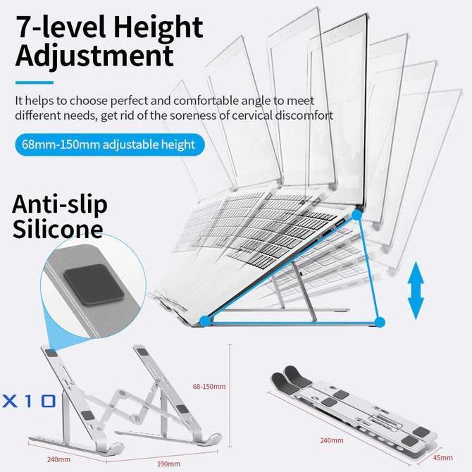 Meja Laptop Portable Aluminium / Dudukan Laptop / Laptop Stand Lipat (TERBAIK) (TERBARU) (TERMURAH)