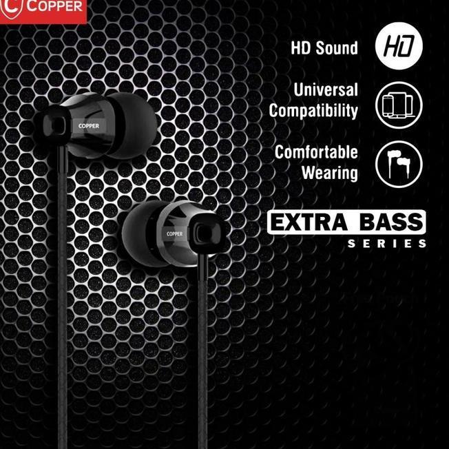 COPPER CP014 Extra Bass Series Earphone|Headset - Hitam
