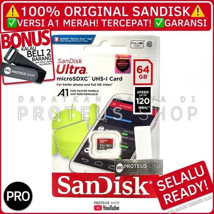BEBAS ONGKIR - MICRO SD CARD 64GB 100% ORIGINAL SANDISK SDXC MMC MEMORI 64 GB