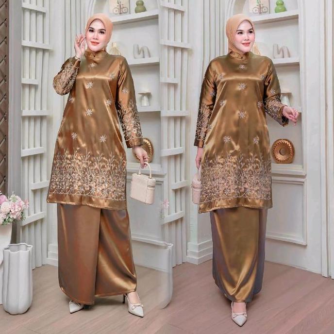 SET TUNIK ZARINA KURUNG MELAYU BORDIR ROK POLOS KAWASAKI PELANGI JAYA  Setelan Muslim Wanita Kondang