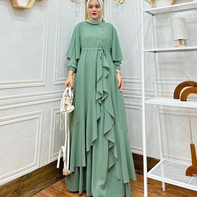 Setelan INARA, Pakaian Wanita Terbaru, Fashion Muslimah Kekinian Baju Ceruty Kancing Celana Gamis Ji