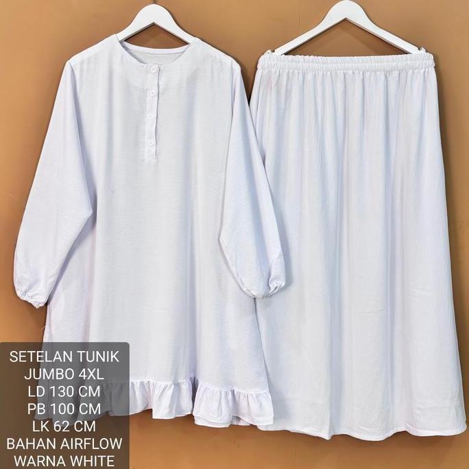 Setelan Rok Jumbo Ld 130 Cm Warna Putih Model Polos Kekinian