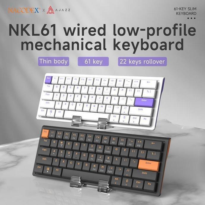 Ajazz X Nacodex NKL61 / NKL-61 Mechanical Gaming Keyboard Wired Low Profile - Ajazz NKL61 (TERBAIK) 