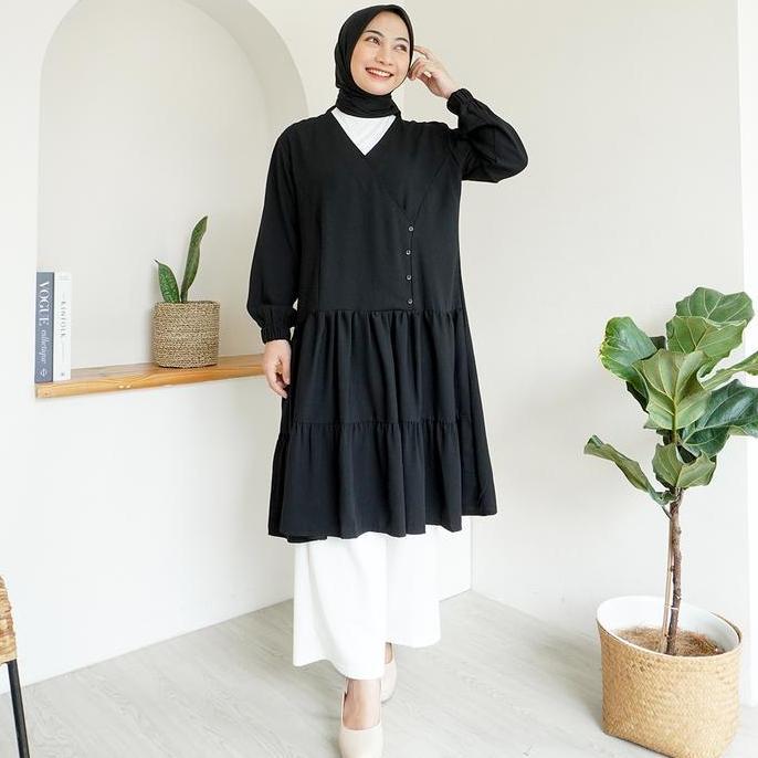 Darla Midi Dress/Tunik B5010155 by Sonia Basic Tunik Premium Wanita / Tunik Midi Polos Wanita