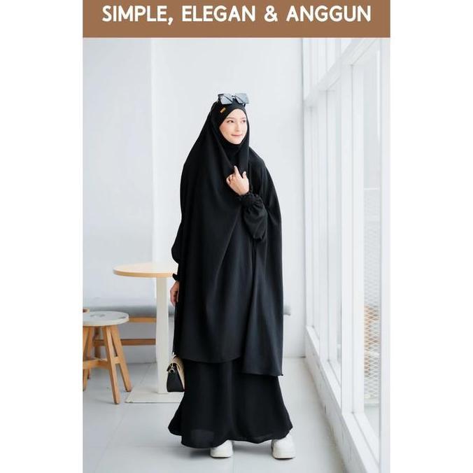 Mecca One Set Syar'i Umrah Haji Long French Khimar + Rok Gamis Umroh Wanita Dress Muslim Cey Ironles