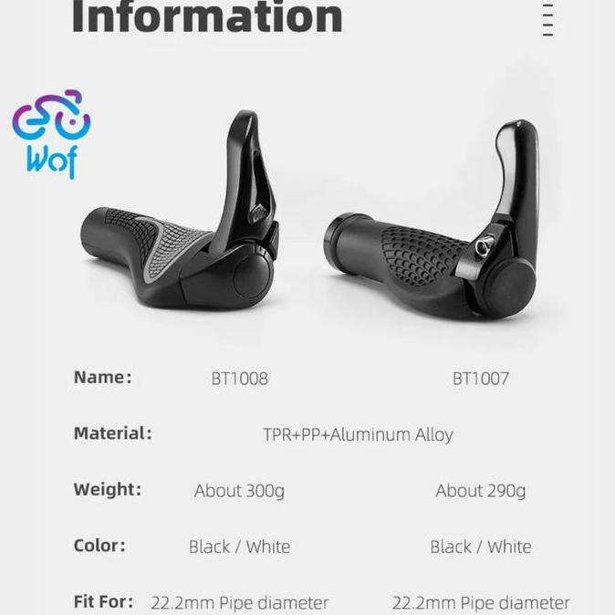 ROCKBROS BT1007 HandGrip Setang Sepeda Lipat MTB Bicycle Grips Stang dengan Handle Tanduk Bike Handl