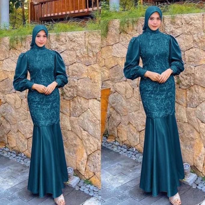 MAXI DESYA DUYUNG TANGAN BALON MODEL/GAMIS KONDANGAN BRUKAT KOMBI SATIN Gamis Dress Wanita Pesta  Me