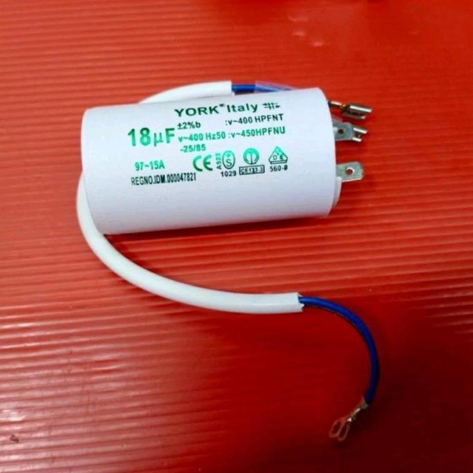 kapasitor pompa air-mesin cuci 18uf york italy TERBATAS