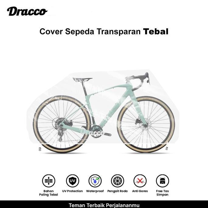 DRACCO sarung sepeda gravel cover gravel bike transparan waterproof anti debu free tas simpan (TERBA