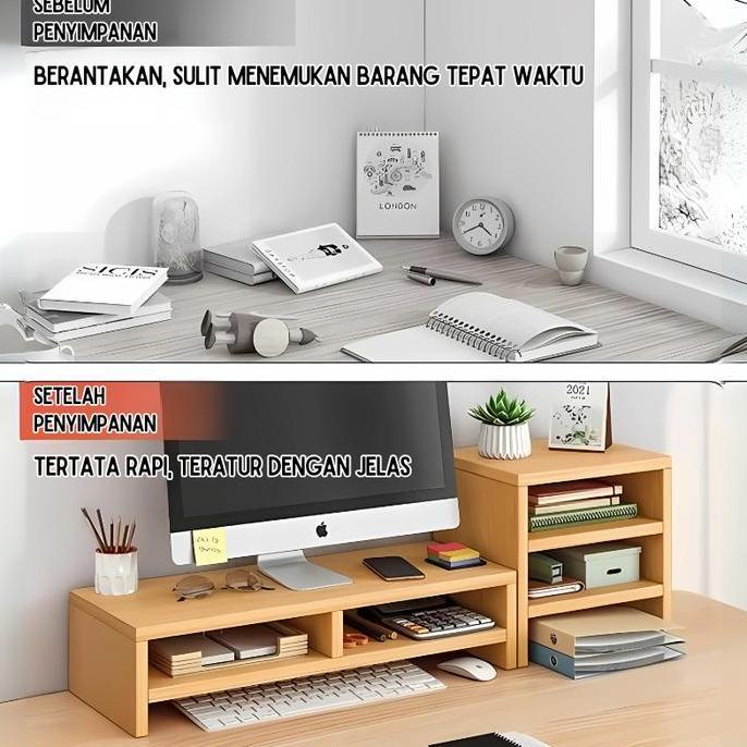 Meja Stand Monitor Dudukan Komputer Meja Kerja Komputer Rak Penyimpanan Rak Meja Laptop ZS