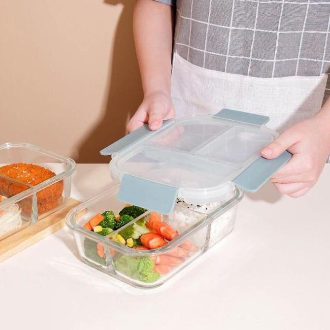 Little Dimple Split Lunch Box, Lunch Box Kaca Sekat