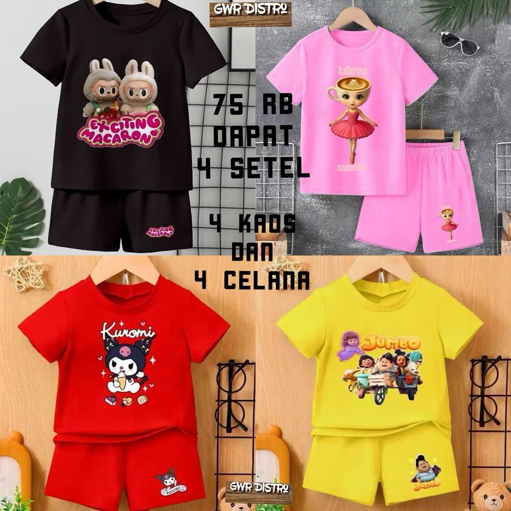 HOT SALE Stelan Kaos Anak 2Thn Sampai 12Thn 75Rb Dapat 4 Stel Kaos Anak Perempuan Dan Laki-Laki Moti
