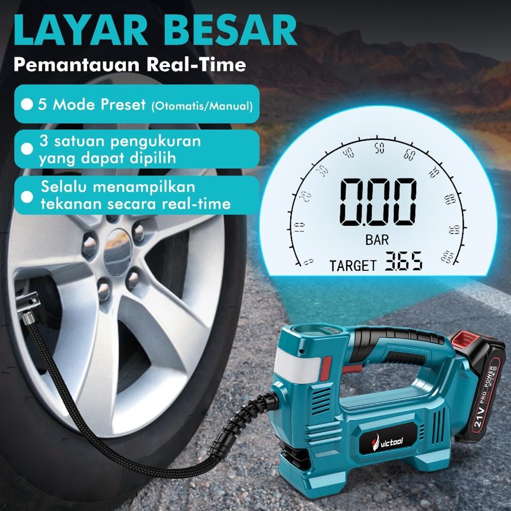 PROMO TERBARU Victool Pompa Udara Multifungsi Nirkabel Baterai Lithium 21V  Pompa Angin Ban Elektrik