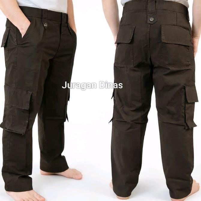 DS175 - Celana Pdl Coklat Tua Gelap Kehitaman bahan ripstok kantong kempol