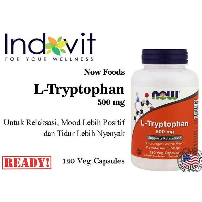 Now Food L Tryptophan 500mg 120VegCap Tidur Nyenyak Now Tryptophan USA