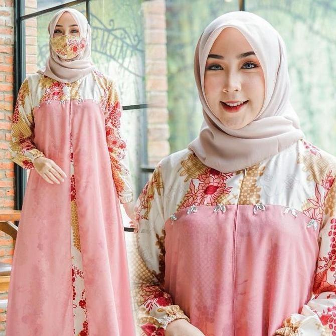GRASIA GAMIS MAXI MOTIF / GAMIS TRENDY / GAMIS TERBARU cantik ceruti Fit Maroon Muslim Wanita