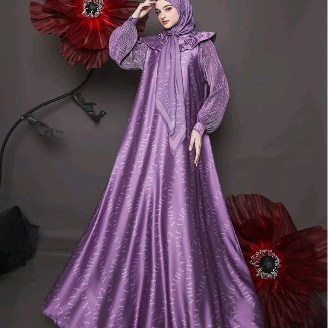 GAMIS SET HIJAB DRESS SILK LEBARAN JEINE SERIES Gamis Printing Nyaman Wanita Pesta Mewah Muslim Dita