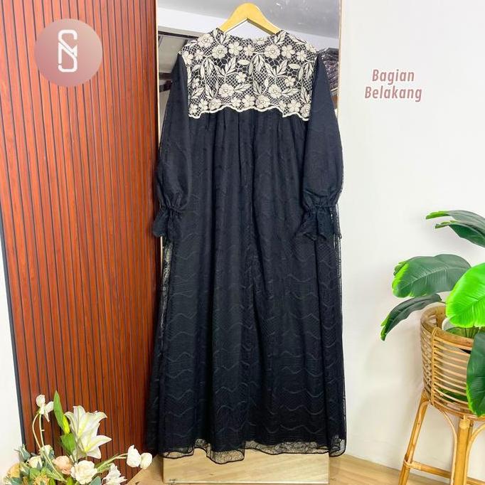 Myshawl Haima Gamis Brukat Bordir Resleting Depan Bahan Syakila Premium Size 2XL 3XL 5XL Dress Musli