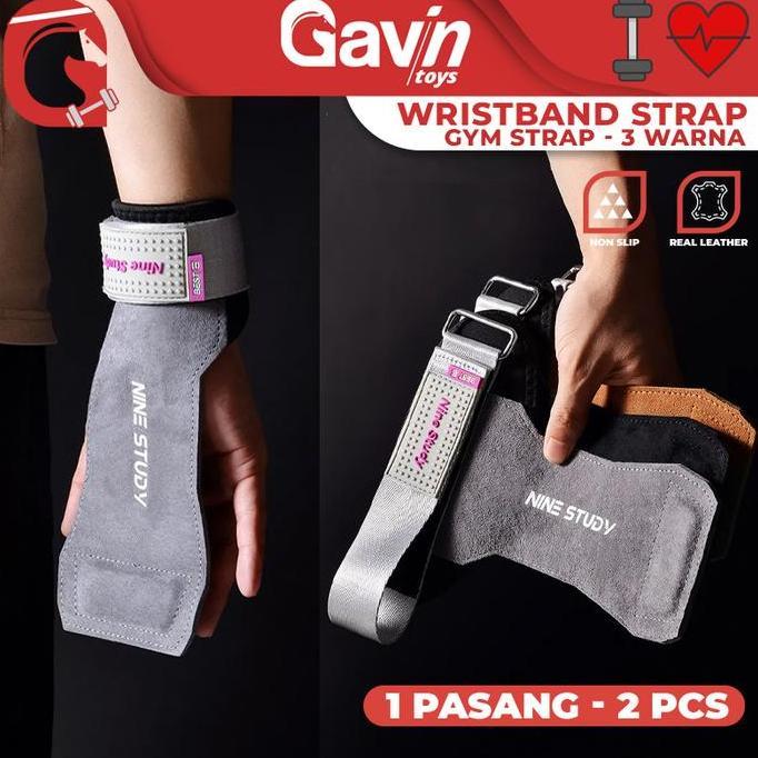 Gym Strap Kulit - Gym Leather Hand Strap Anti Slip - Hand Protector Fitness - Nine Study
