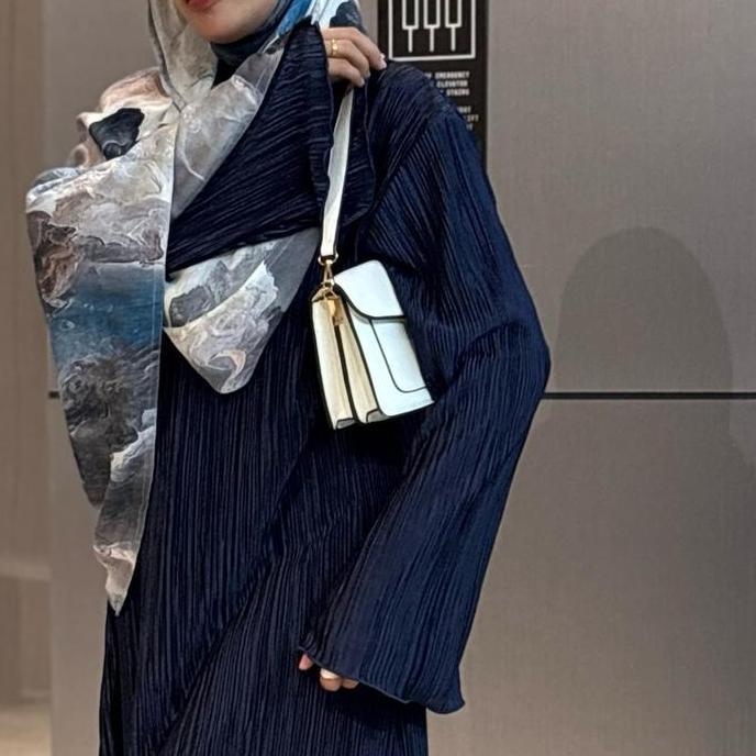 Baju Wanita ZEA Set Dress Outfit Lebaran Muslim dengan Bahan Pleats Hyget Mewah dan Elegan - Jilbab,