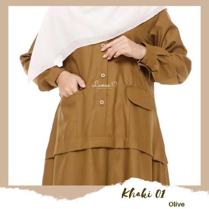 Seragam Dinas PDH Khaki Wanita Busui Bumil Bahan Katun Toyobo Fodu Seragam Guru Pns Gamis Super Nyam