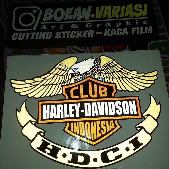 Cutting sticker harley davidson wing harley davidson kaca body mobil