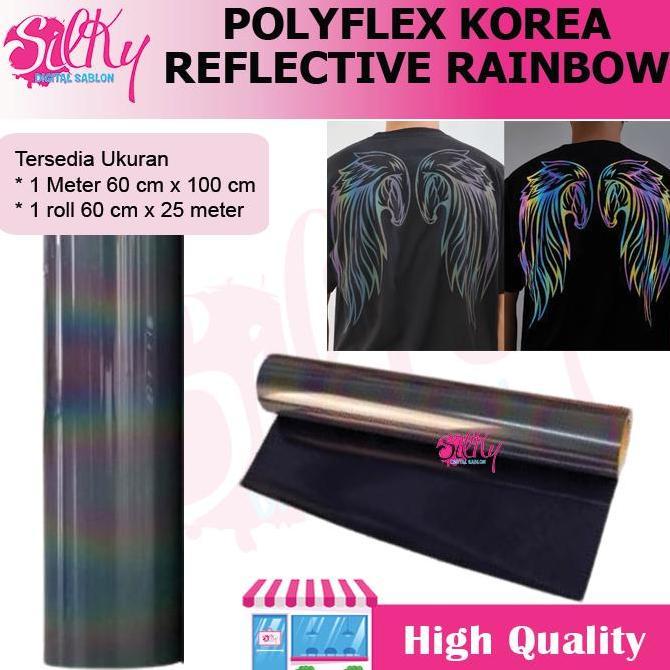 Sticker Polyflex Reflective / Stiker Kaos Cutting Reflektif Korea | Polyflex Reflective Rainbow