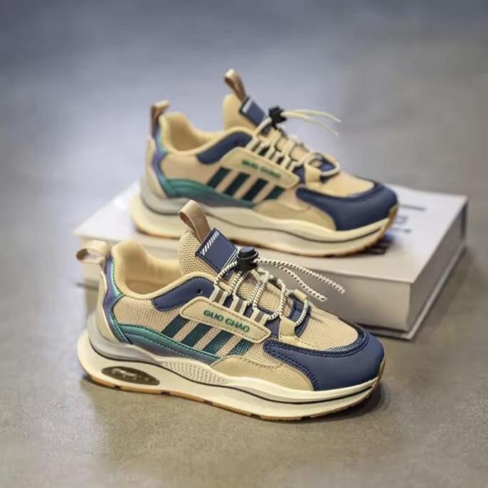 [NEW ARRIVAL] / ARAN_Theo Sepatu Anak Anak Guo Chao Sneakers Anak Kasual Hitam Krem Hijau Fashion