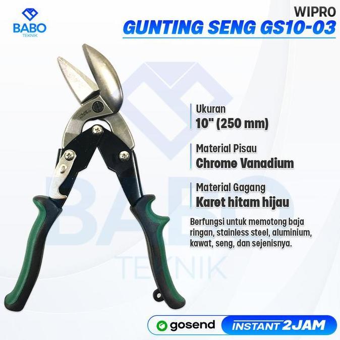 WIPRO | GUNTING SENG 10" Gunting Baja Ringan Gunting Holo Bengkok Kiri