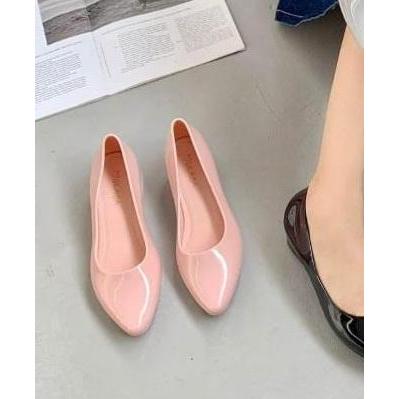 Harga Miring Sepatu Wanita Wedges Glossy Tinggi 4 Cm Weges Jelly Shoes Heels High 550