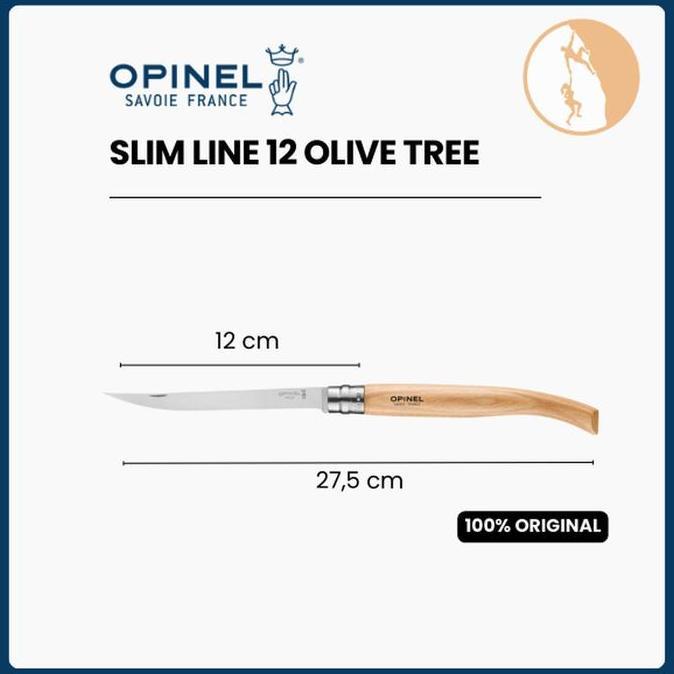 NEW Opinel No.12 Slim Line Olive Tree - Pisau Lipat Outdoor