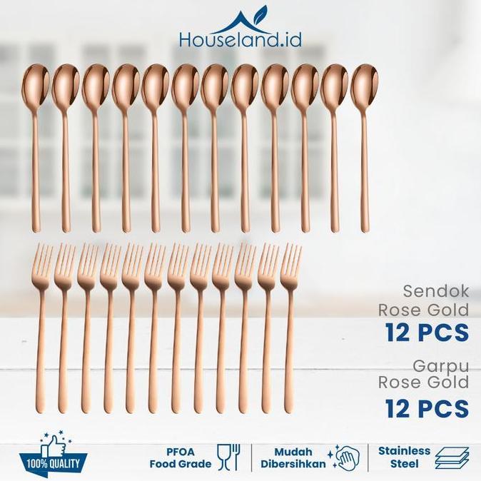 1 LUSIN SENDOK 1 LUSIN GARPU Sendok Korea Set Sendok Makan Sendok Set Tebal Kitchenware LA