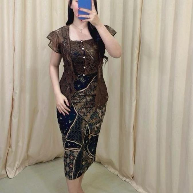 Mbgx- Dress Batik Hagia/Dress Batik Couple Wanita/Kebaya Wanita/Outer Kebaya /Dress Natal Pesta Dewa