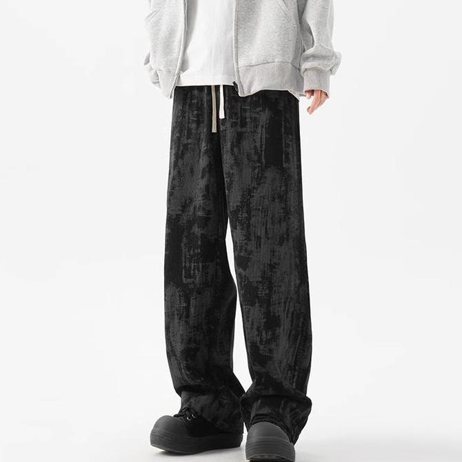 Promo  Tamp-X Corduroy Pants Pria Boyfriend Style Long Tie-Dye Men'S Elastic Waist Jeans